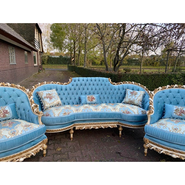 French Louis Xvi Hand Carved Solid Wooden Living Room Set 3