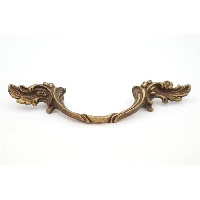 Mid 20th Century Pair of Vintage 5.625 In. French Provincial Brass Drawer Pulls For Sale - Image 5 of 8