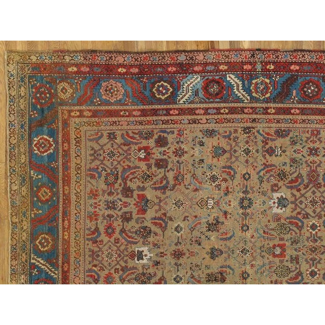 Persian Antique Heriz Northwest Persian Runner, Handmade Rug Light Blue, Taupe, Rust Red For Sale - Image 3 of 5