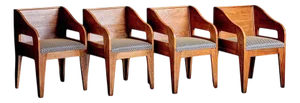 Vintage Italian Oak Chairs, 1940s, Set of 4