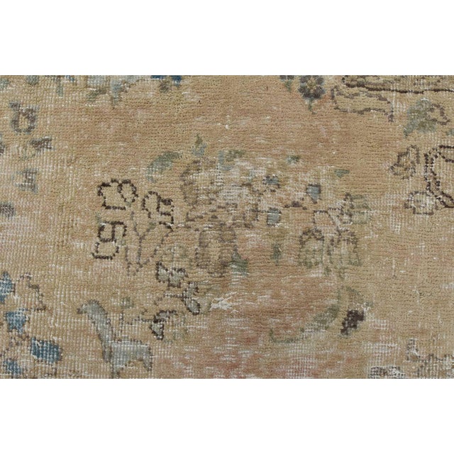 Pink Tabriz Rug 9’4” X 12’3” Pink Wool Vintage Distressed Hand-Knotted Carpet For Sale - Image 8 of 15
