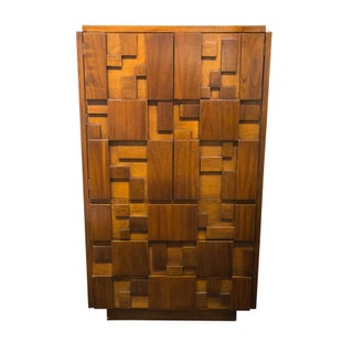 Lane Mid-century Brutalist Armoire For Sale