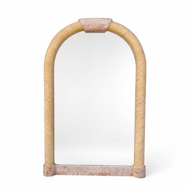 1980s Postmodern Tessellated Stone Arched Wall Mirror For Sale In Los Angeles - Image 6 of 18