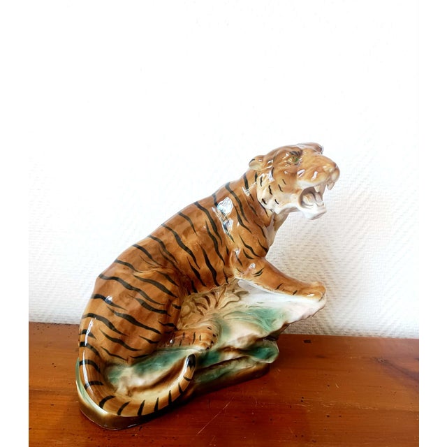 Glazed Ceramic Tiger, 1940-1950 For Sale - Image 4 of 11
