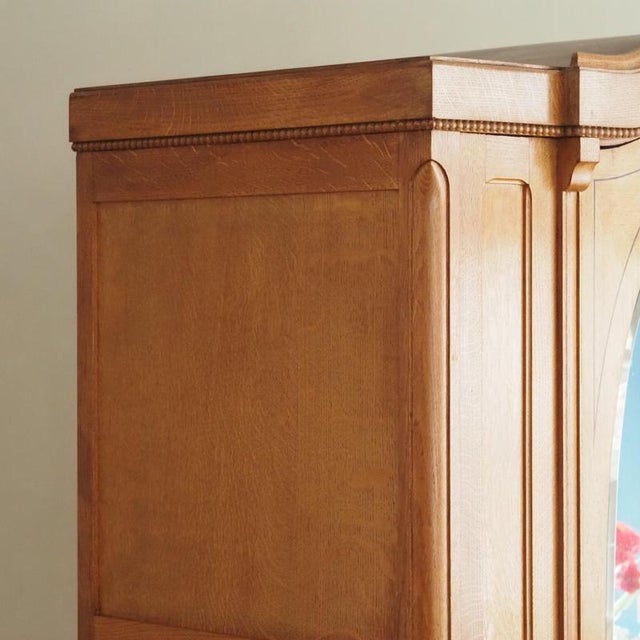 Art Nouveau Wardrobe in Oak with Oval Mirror For Sale - Image 13 of 17