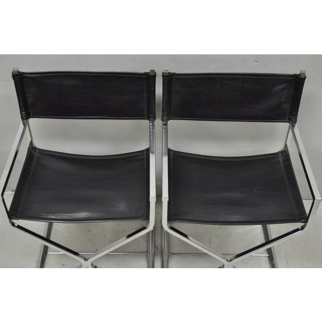 Daystrom Vintage Daystrom Mid Century Modern Chrome & Naugahyde Directors Chairs - Pair For Sale - Image 4 of 17