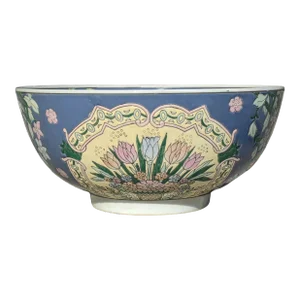 Vintage Chinoiserie Porcelain Large Decorative Bowl