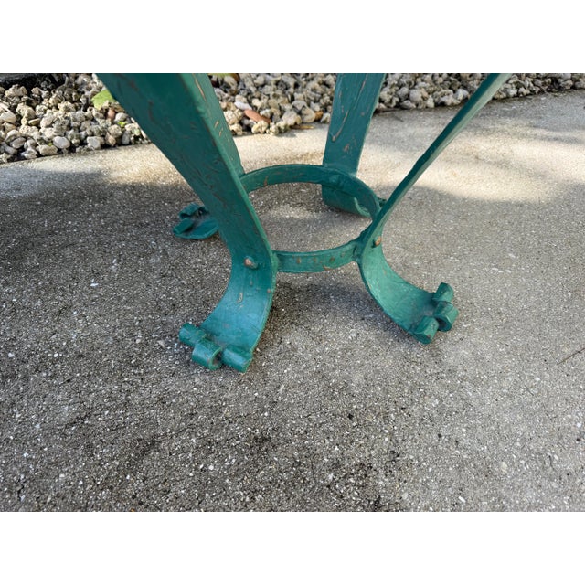 Vintage Hand-Painted Iron Side Table With Travertine Top For Sale - Image 9 of 12