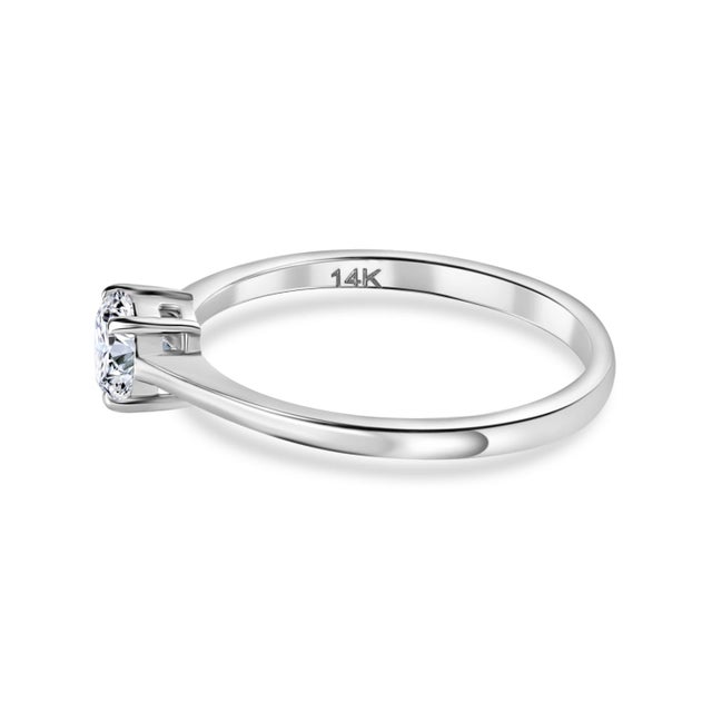 14k White Gold Diamond Solitaire Engagement Ring Size 6.5 For Sale - Image 4 of 12