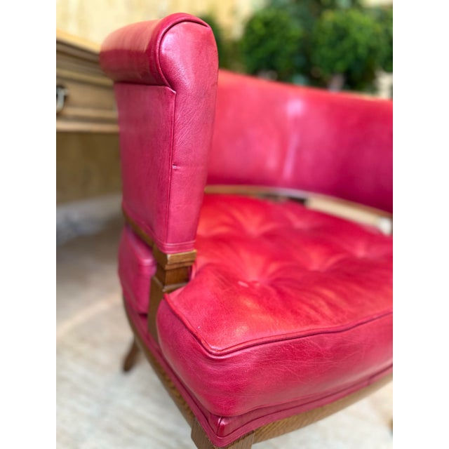 English Soane Britain Custom Made One of a Kind Leather Chair For Sale - Image 3 of 12