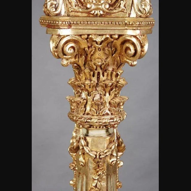 Gold Large Louis XV Style Beech Lantern Floor Lamp For Sale - Image 8 of 10