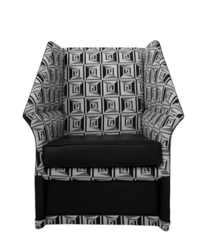 1970s Escher & Fornasetti Inspired Black & Grey Modernist Geometric Accent Chair