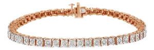 10K Rose Gold over .925 Sterling Silver 1.0 Cttw Diamond Square Frame Miracle-Set Tennis Bracelet - 8"