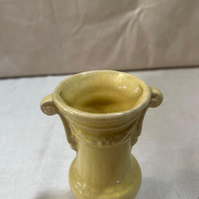 1970s Small Handmade Yellow Ceramic Detailed Vase For Sale - Image 4 of 8
