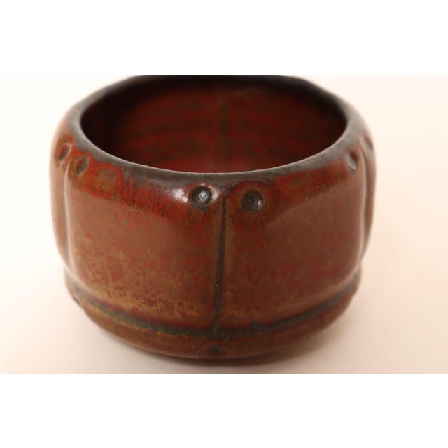 Brick Red Diminutive Vintage Red Variegated Incised Stoneware Vessel by Deanna Nichols For Sale - Image 8 of 10
