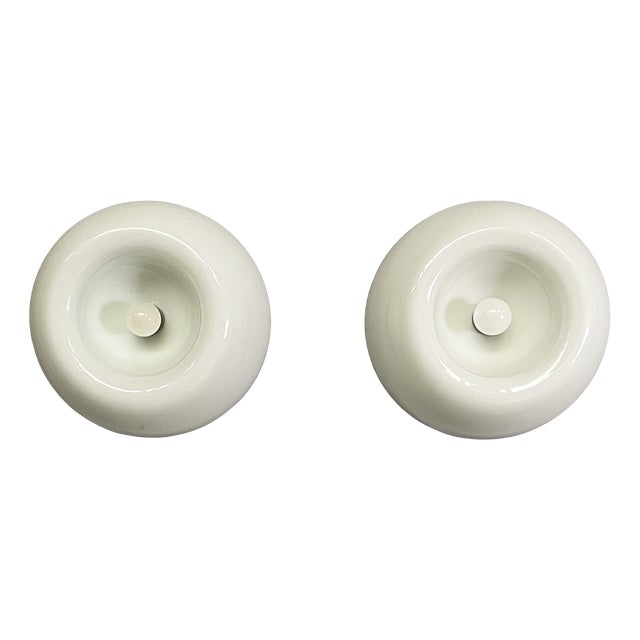 Italian Modern Velella Wall Lamps in Opaline Glass by Achille and Pier Giacomo Castiglioni for Flos, 1970s, Set of 2 For Sale