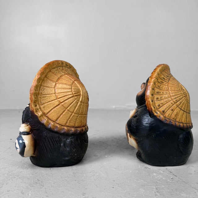 Ceramic Vintage Japanese Ceramic Tanuki, 1960s, Set of 2 For Sale - Image 7 of 17