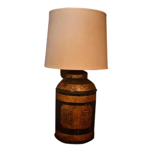 Chinese Tin Tea Canister Lamp, 19th Century