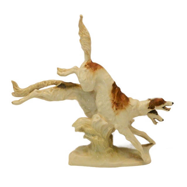 Large Art Deco Hutschenreuther Running Borzois Figurine by Karl Tutter For Sale - Image 4 of 9