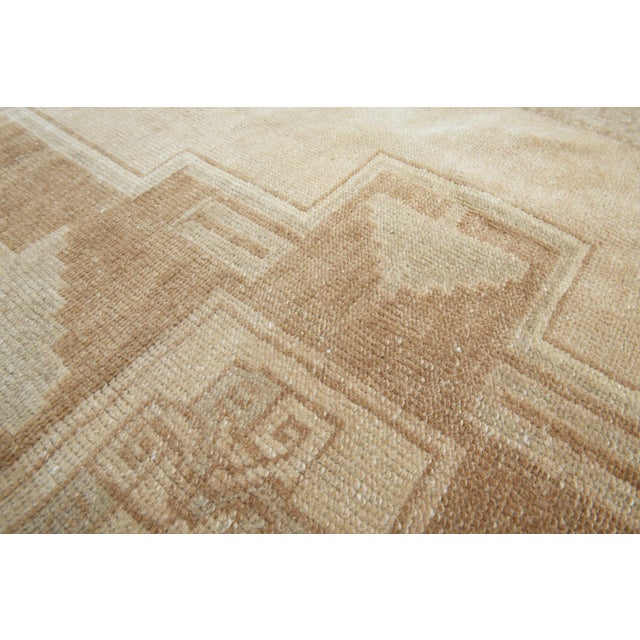 1970s Vintage Handmade Wool Cotton Turkish Beige Runner Rug For Sale - Image 4 of 11