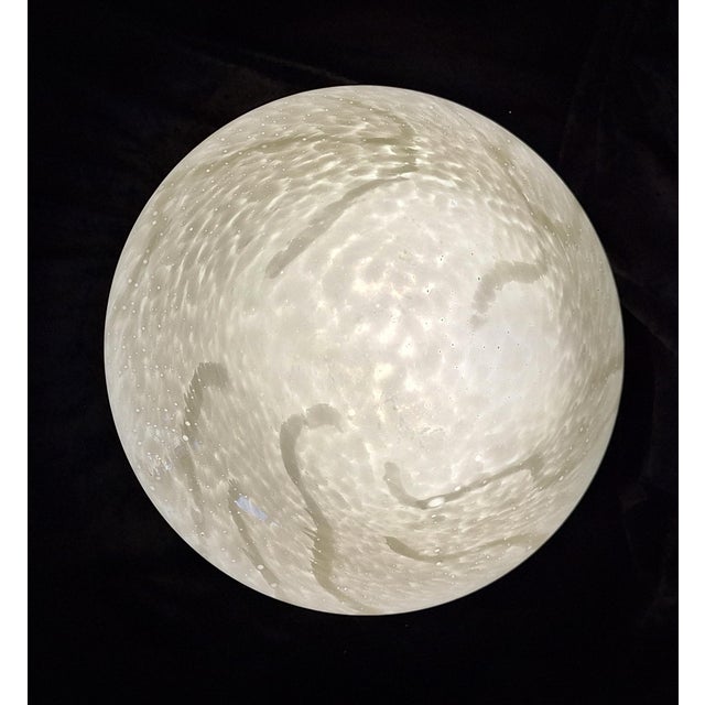 Contemporary Vintage Ceiling Lamp with White Marbled Glass Shade, 1980s For Sale - Image 3 of 8