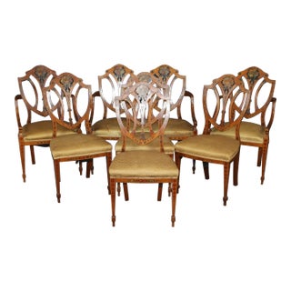 Rare Seven Piece Paint Decorated English Adams Parlor Set With Settee For Sale