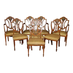Rare Seven Piece Paint Decorated English Adams Parlor Set With Settee