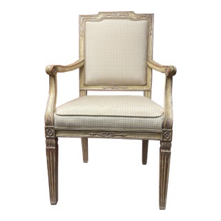 Antique French Carved Fruitwood Louis XVI Style Arm Chairs - Set of 6 For Sale