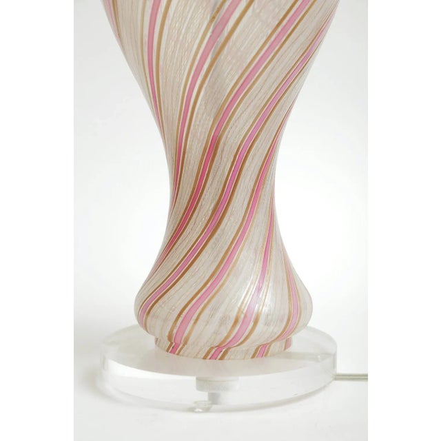 Vintage Italian Murano Lucite and Glass Striped Lamp Pinks, Gold, Copper, Clear 60's For Sale - Image 9 of 10