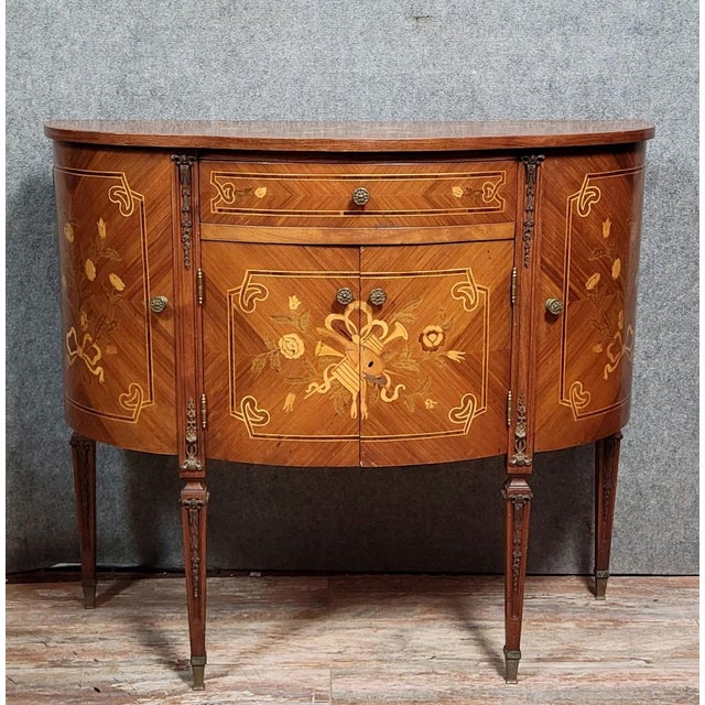 Brown Venetian Half-Moon Commode with Doors For Sale - Image 8 of 8