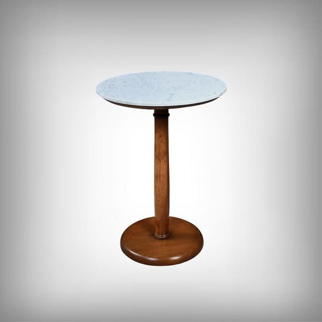 Early 20th Century Restoration Style Walnut and Marble Side Table For Sale - Image 14 of 14