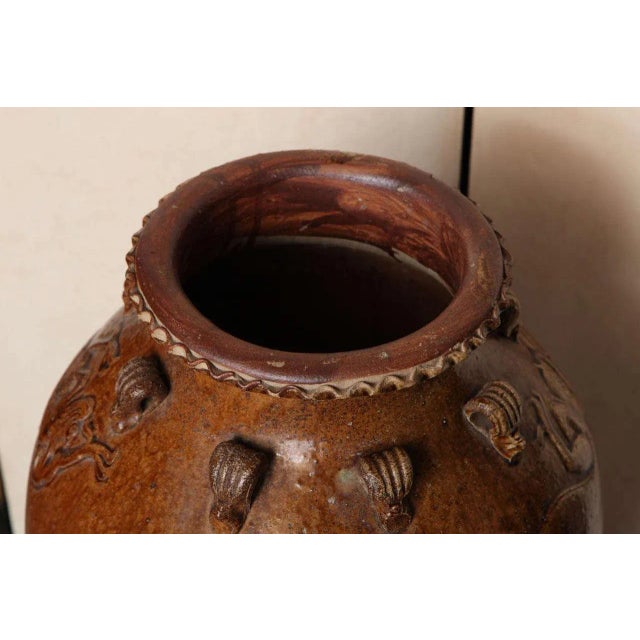 Brown Tall Antique Ming Dynasty Martaban Jar From China, 15th-16th Century For Sale - Image 8 of 10