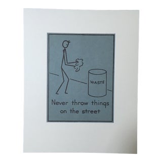 1940s Double-Sided "Good Manners" Stick Figure Poster For Sale