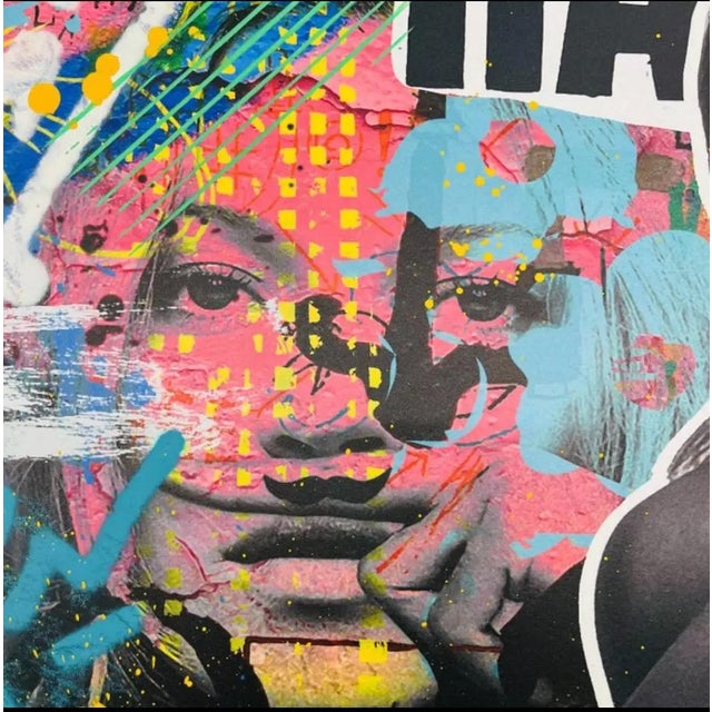 Kate Moss, a Street Art Mixed Media on Paper, Embellished by Hand by Airoh For Sale - Image 10 of 11