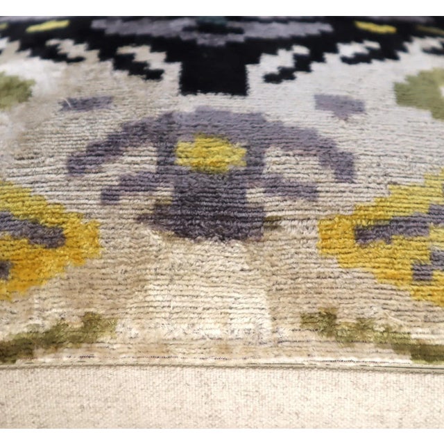 Handmade Velvet Gold Gray Throw Pillow & Down Feather Insert For Sale - Image 10 of 11