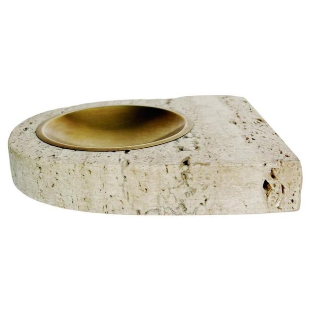 Travertine and Brass Ashtray, France, 1960s For Sale - Image 14 of 14
