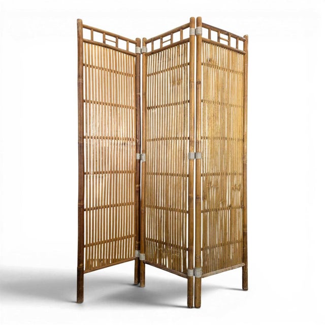Vintage Screen in Split Bamboo For Sale - Image 6 of 6