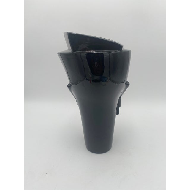 1980s Art Deco Style Ceramic Head Sculpture For Sale - Image 4 of 10