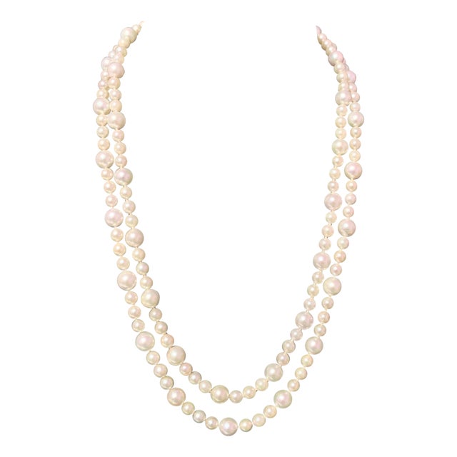 Fine Quality Akoya Pearl Necklace 14k Gold 42" 8.5 mm Certified For Sale
