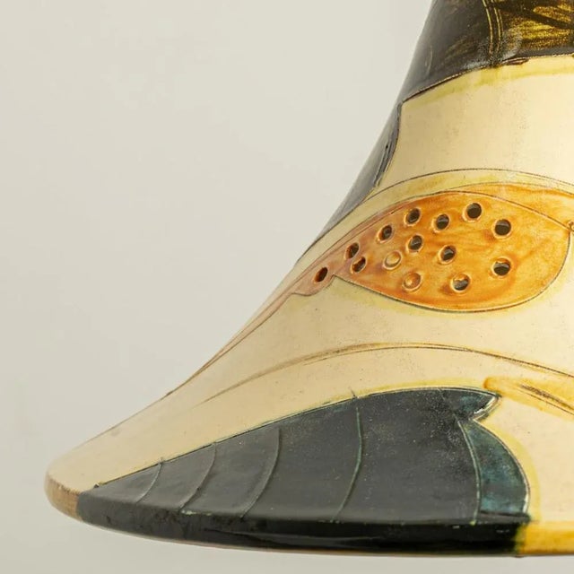 Ochre Blue Cream Orange Ceramic Cone Pendants, Denmark, 1970, Set of 2 For Sale - Image 3 of 16