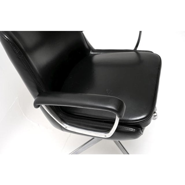 Metal Vintage Leather and Chrome Swivel Desk Chair, 1970 For Sale - Image 7 of 11