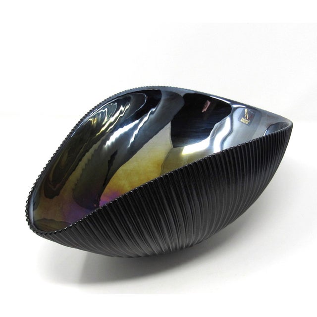 Yalos Casa Yalos Murano Shell Glass Bowl in Black & Mother of Pearl For Sale - Image 4 of 9