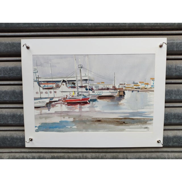 Michel roubille, L'Île d'Yeu, 1984, Watercolor For Sale - Image 6 of 6