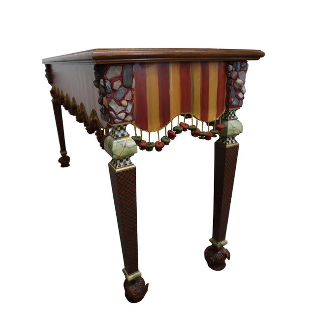 Hand Painted MacKenzie-Childs Rock Collection Courtly Check Accent Table For Sale In Portland, OR - Image 6 of 14