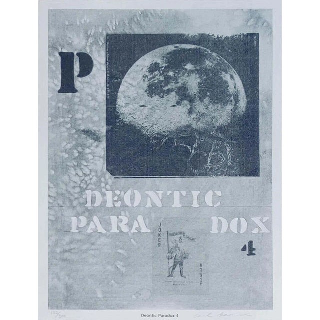 Late 20th Century "Deontic Paradox 4" Abstract Figurative Numbered Lithograph by Carl Beam For Sale