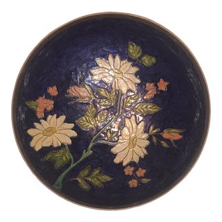1970s Hand Painted Brass Pedestal Bowl For Sale