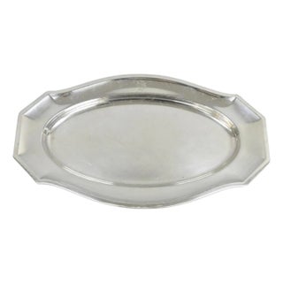 Antique English Edwardian Silver Plated Serving Platter Tray With "S" Monogram For Sale