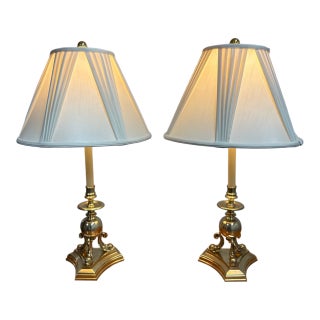 Vintage Frederick Cooper Neoclassical Brass Dolphin Table Lamps - Pair For Sale