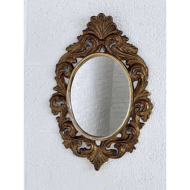 Baroque Antique Round Gilded Bronze Mirror For Sale - Image 3 of 8
