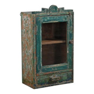 Vintage Indian Painted Hanging Cabinet For Sale
